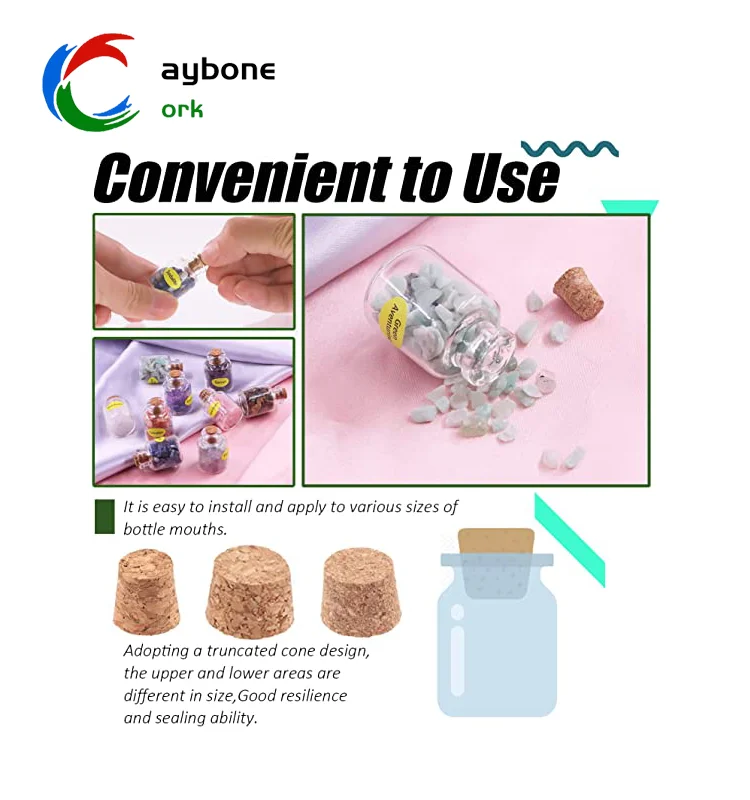 Customized Agglomerated Tapered Glass Bottle Wine Cork Stopper Wooden Cork Stoppers Lids for Bottles Jars Flasks Carton Accept