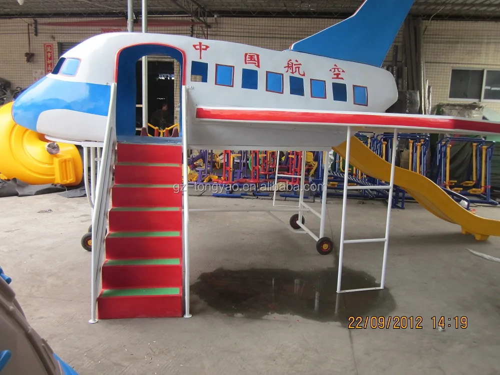 Custom airplane Aircraft Amusement rides children play set outdoor playground slide for kids
