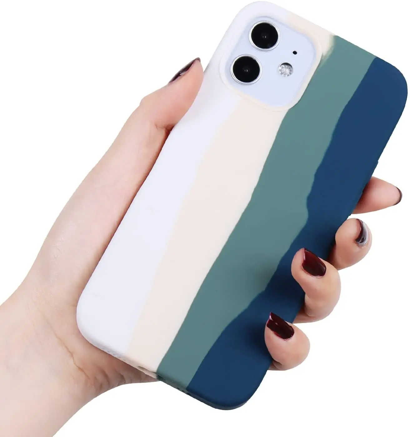 Яркий Радужный жидкий силиконовый приятный на ощупь уникальный ударопрочный защитный чехол для iPhone 12 12 Pro 12 Pro Max