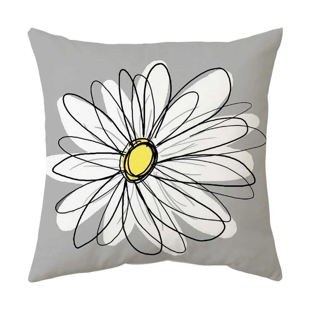 Throw Pillow Covers Gray and Yellow Couch Sofa Decorative Pillow Cases Cushion Square 18x18 Inches Pillowcases