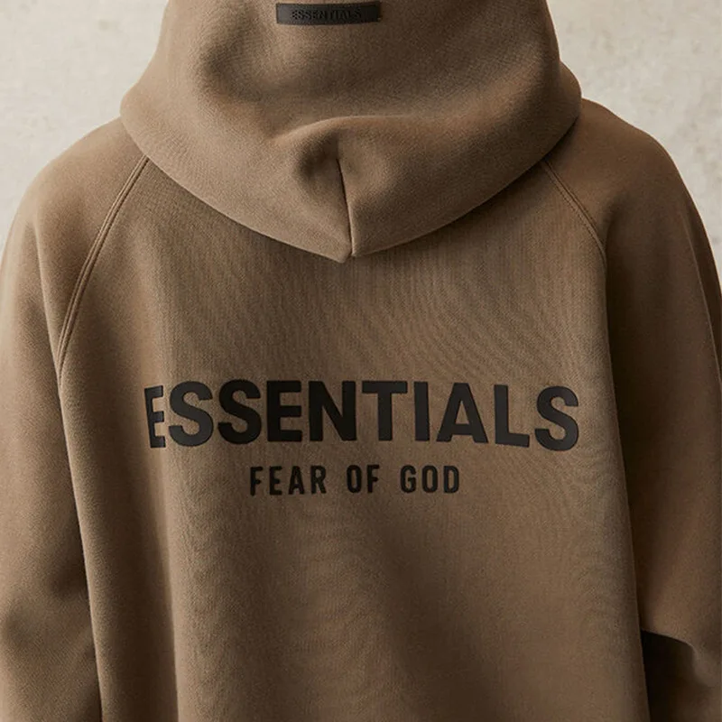 High Street FEAR OF GOD ESSENTIALS hoodie New Double-line FOG Sweater Coat Trendy Logo Reflective brown sweatshirts mens Hoodies