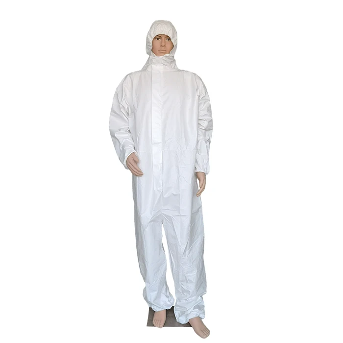 White Microporous disposable plastic waterproof coveralls painter coverall asbestos removal industry coverall (1600479794459)