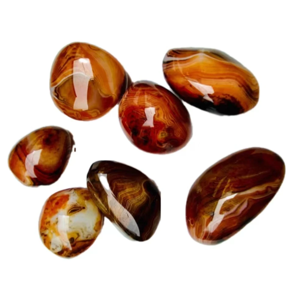 Wholesale Natural  Red Sardonyx palms Banded Agate Polished Palm Tumbled Stone for healing