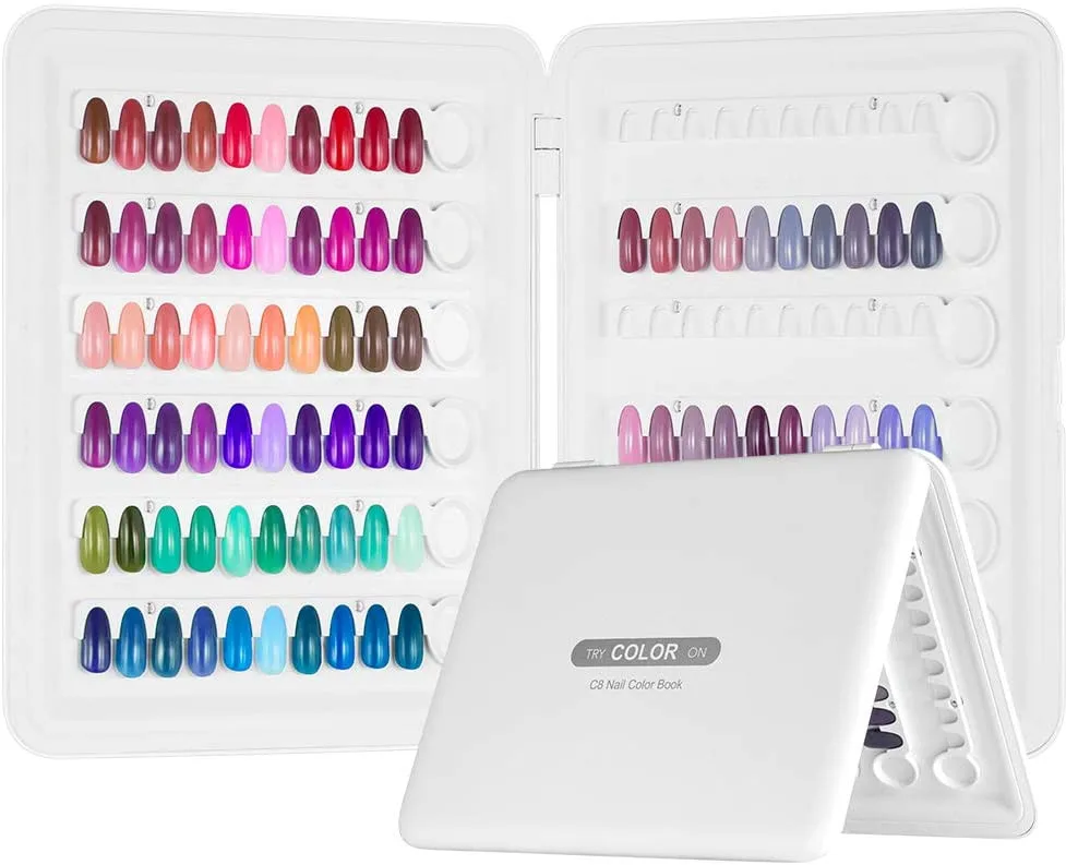 Plastic gel polish sample swatch false tips color album nail art display book color chart nails