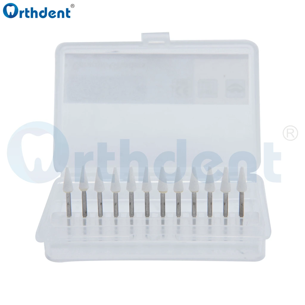 12 Pcs/Pack Dental Polishing White Stone FG CN1 Handpiece Burs Cone Flame Drills Aluminum Oxide Dentist Lab Teeth Whiting Tools