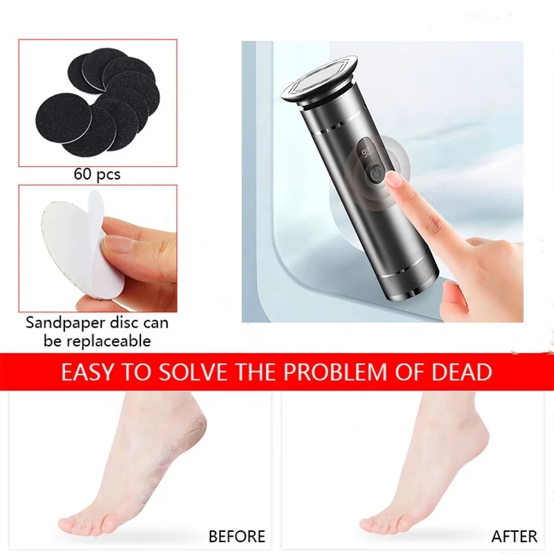 OEM Aluminum 2speed Wireless Foot Grinder Electric Callus Remover with LED Display