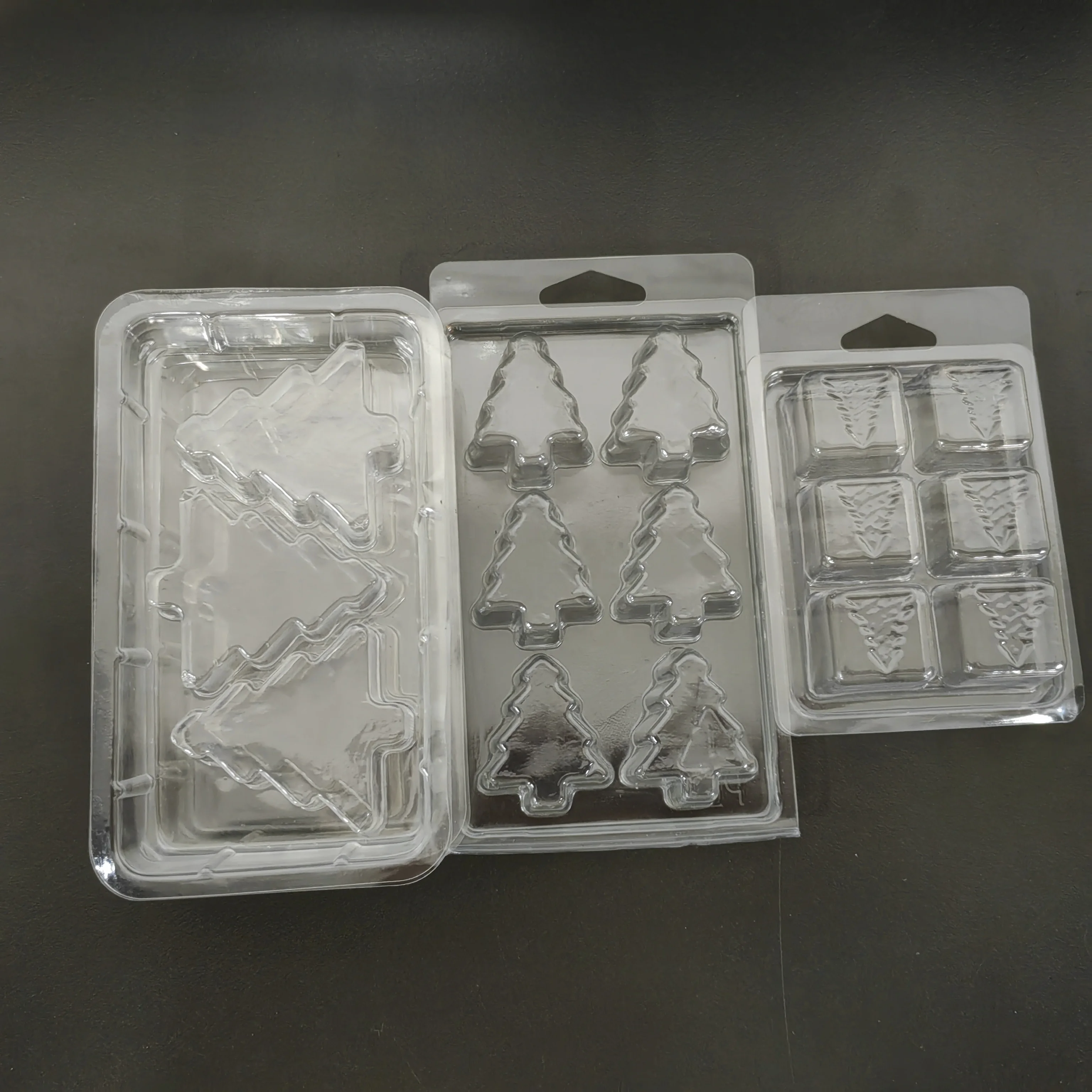 Customized clear PET plastic clamshell packaging for wax melt Christmas wax melting tray containers