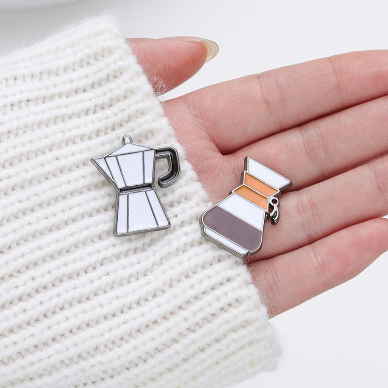 Coffee Shop Tools Enamel Pin Brooch Badge Metal Bean Bottle Cup Grinder Jewelry Friends Lapel Clothes Hat Bag Gift