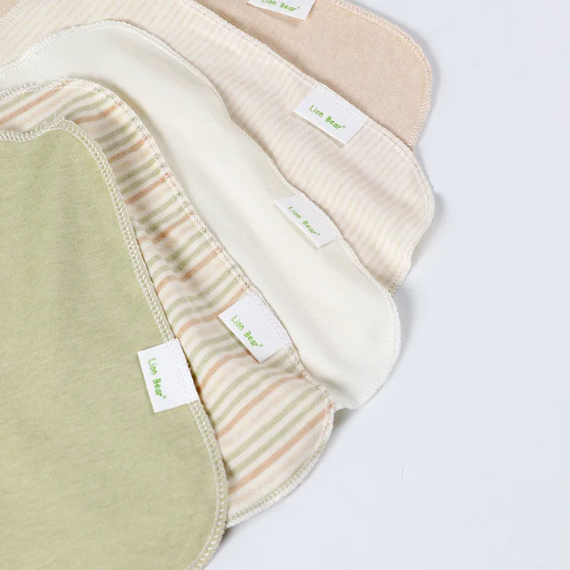 Newborn 5-Piece Color Organic Cotton Solid Little Face Towels Baby Washcloth Set
