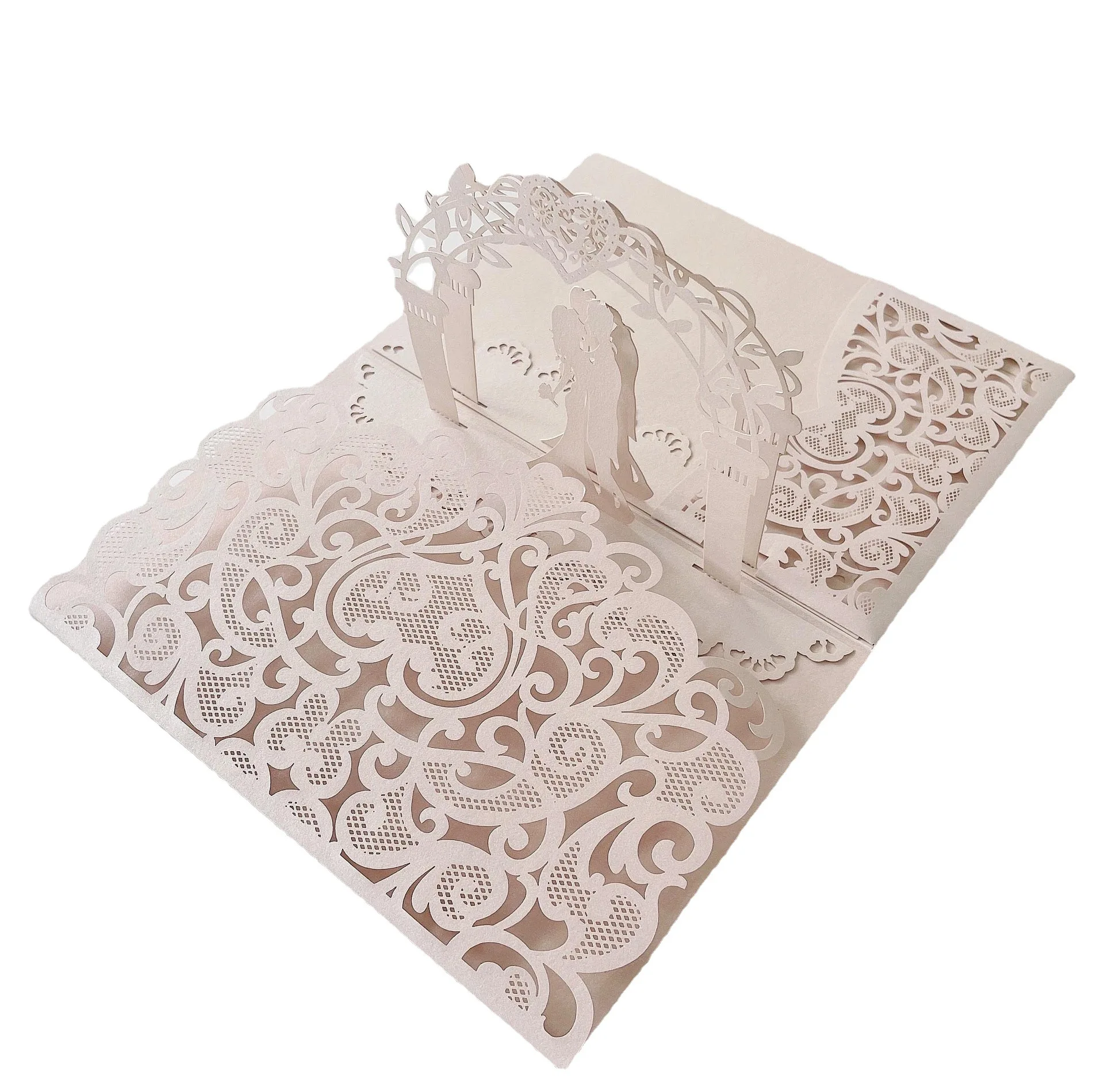 3D New Design Invitation Card Laser Cut Wedding Card Invitation Cards Gold Custom Wedding Invites