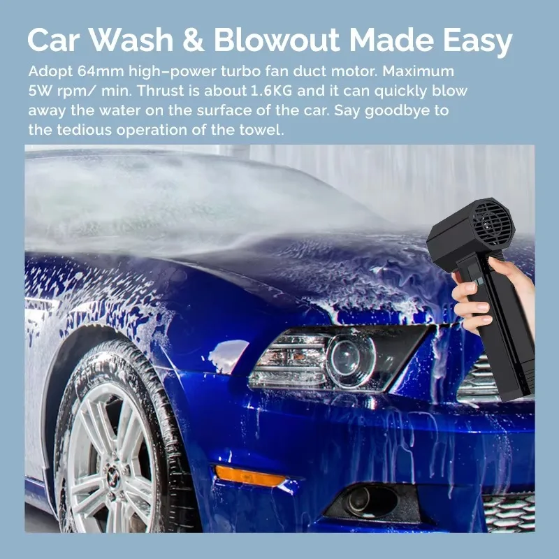 Portable 750W Compressed High Power Jet Dry Fan Blower for cars dryer air compressor handheld turbo jet blower fan