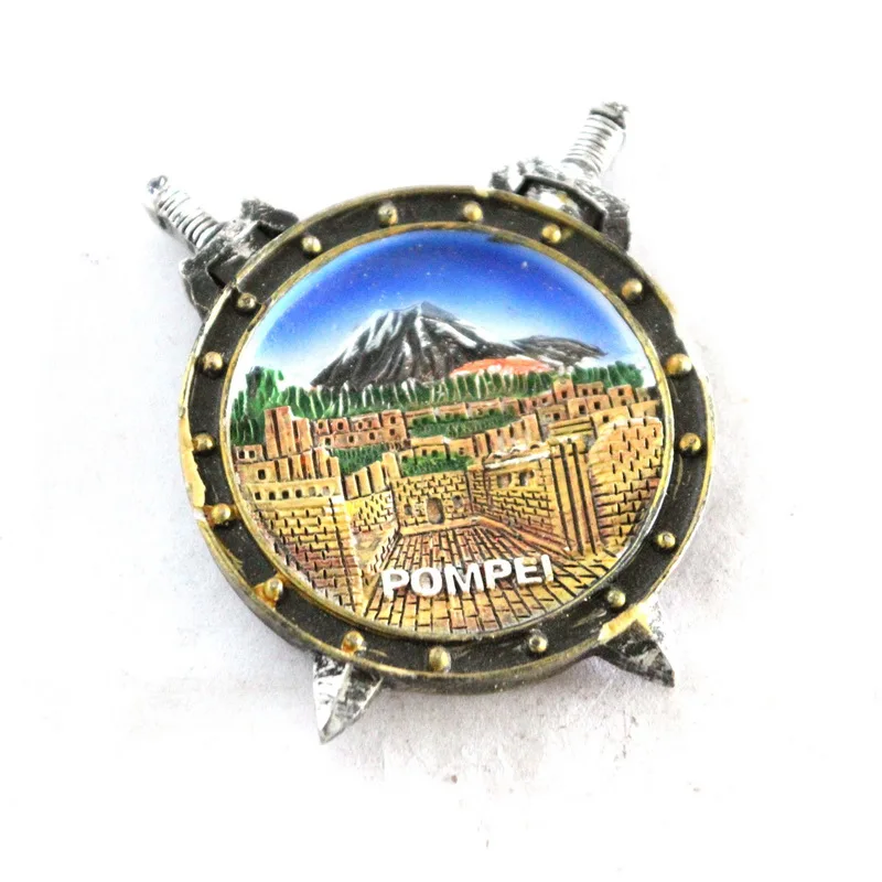 Wholesale custom logo design Pompei Rome Italy tourist souvenir resin fridge magnet