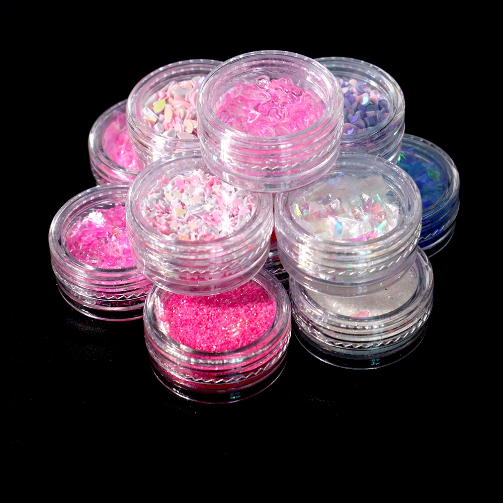 3D Mixed Heart Butterfly Shapes Nails Glitter Sequins Stickers For Nail Decoration