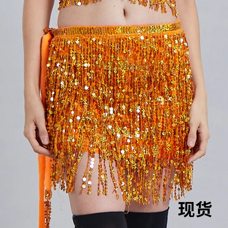 Belly Dance Long Fringe Hip Scarf Dancing Waist Belt Skirt Sequins Tassel Women Costume