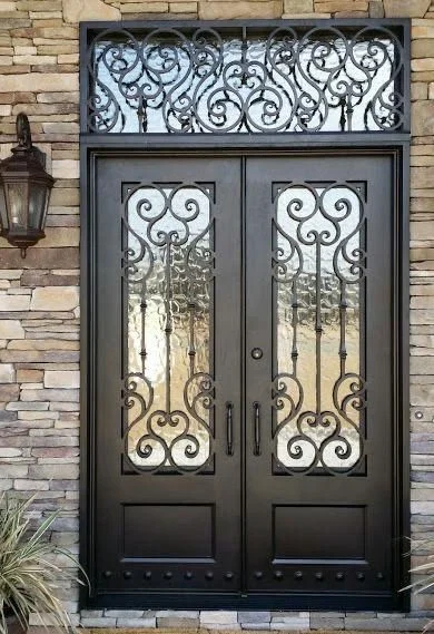 French Black Balcony Patio Door Wrought Iron Swing Wrought Iron Door Windows and Doors