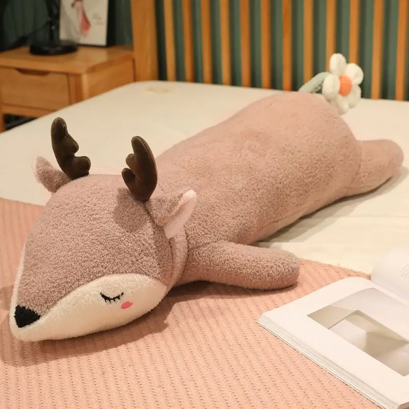 Stuffed PP Cotton Cute Cartoon Long Shaped Deer Fox Wolf Panda Elephant Plush Pillow Toys