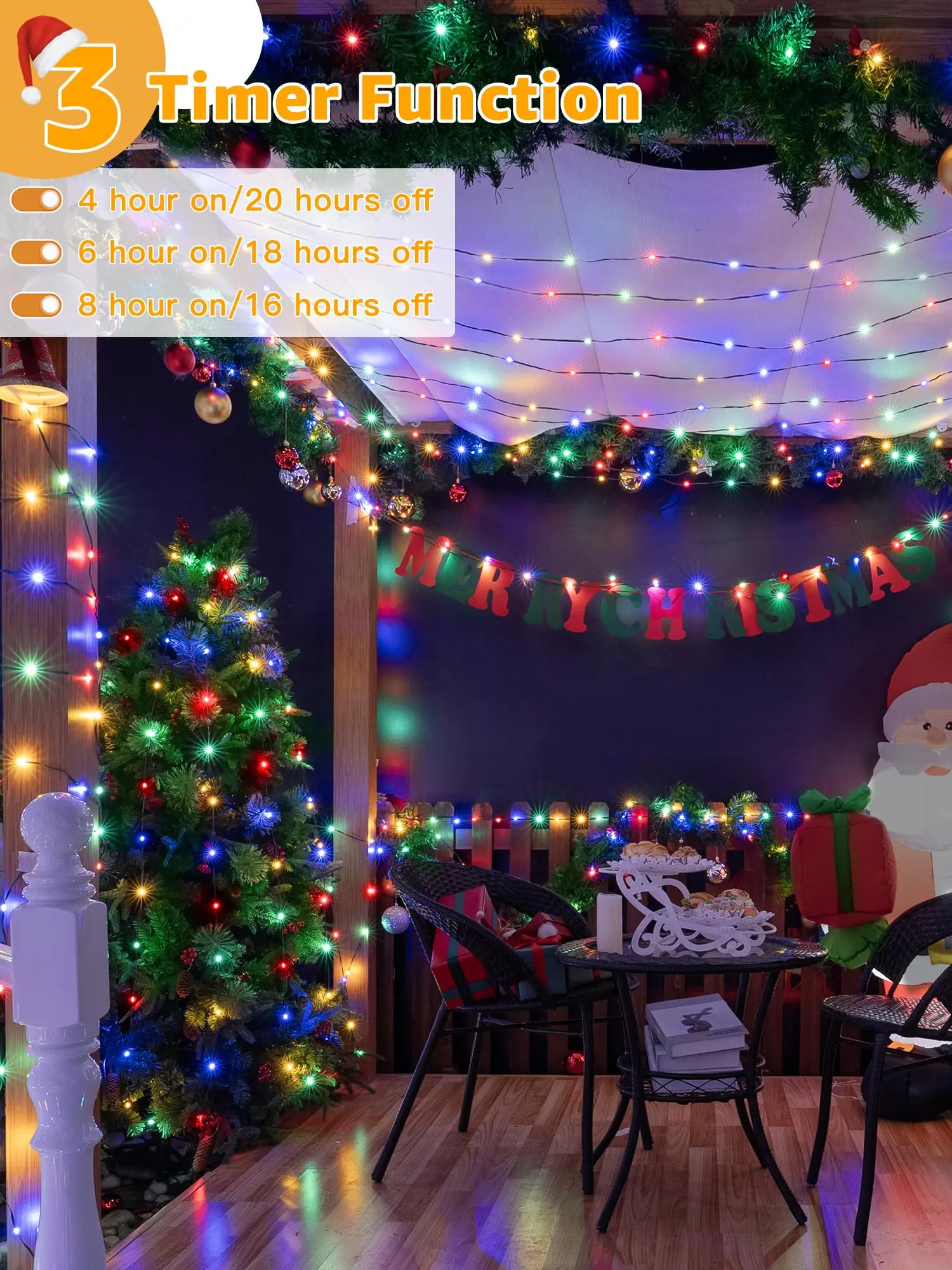 TSINYE LED Christmas Lights Plug in Christmas Tree Light with Remote 8 Mode House Indoor Decorations Outdoor Christmas Light