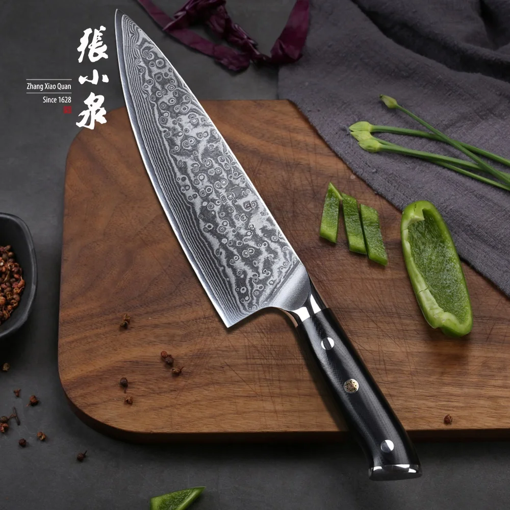 Amazon hot selling high quality vg 10 blade hrc 60 damascus Chef knife kitchen knife
