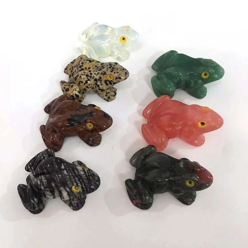 wholesale handcarved natural crystal stone frog for home decoration