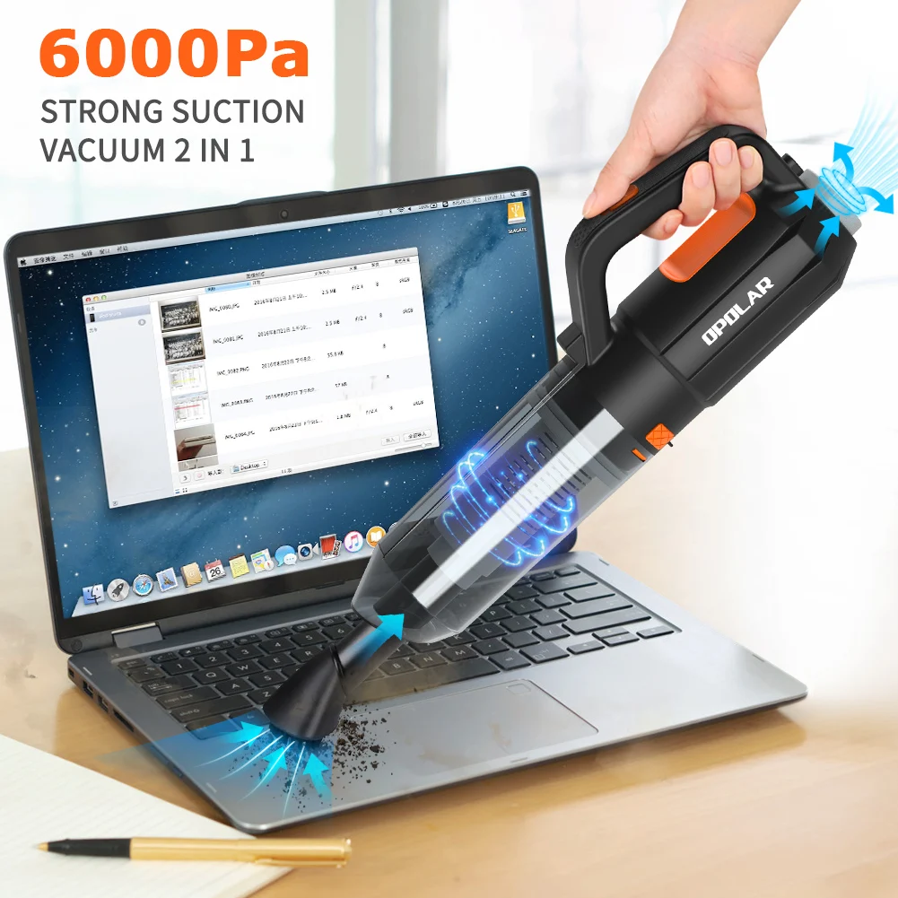OPOLAR Cordless Vacuum Cleaner 6000PA High Power USB Portable Wireless Mini Handheld Car Vacuum Cleaner