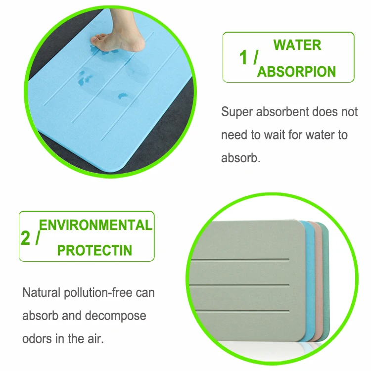diatomite bath mat custom luxury europe water-absorption durable floor towel bath mat