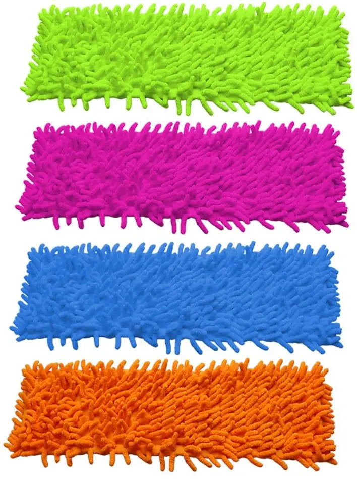 4-pack colorful microfiber clean pad flat mop replaceable dust removal pad