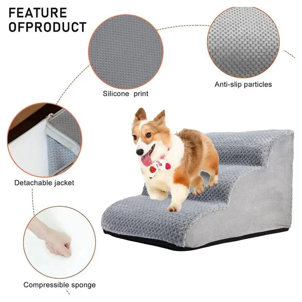 Removable Pet Stairs 3 Steps Staircase Dog Anti-slip Removable Ladder High Couch And Bed Pet Supplies For Puppy Old Dog