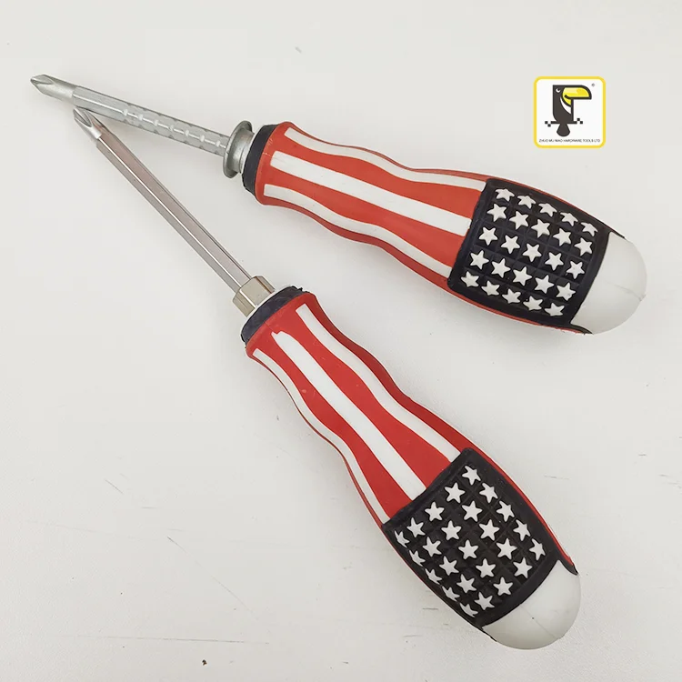 American Flag Hand Manual Screwdriver Repair Tools USA Phillips Adjustable Magnetic Screwdriver