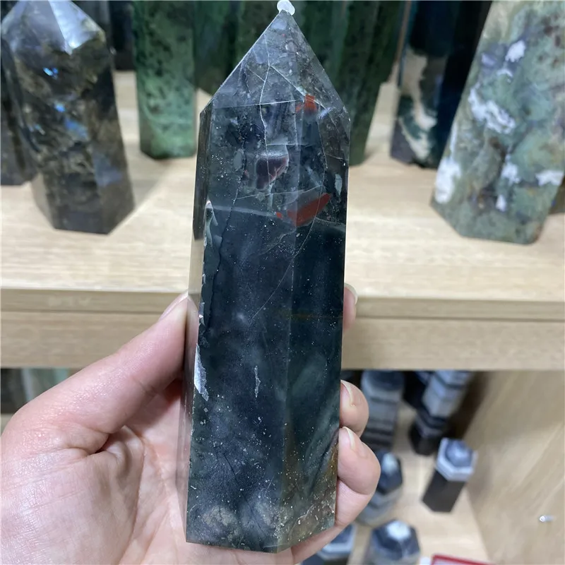 
Factory Price Natural Hand-carved Healing Crystal Point African Blood Stone Tower For Decoration 