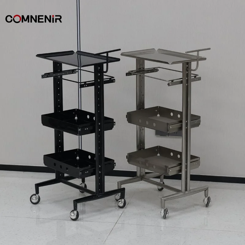 Professional Aluminium Hair Salon Trolley Plastic Beauty Tool with Hair Wheel-for School Use