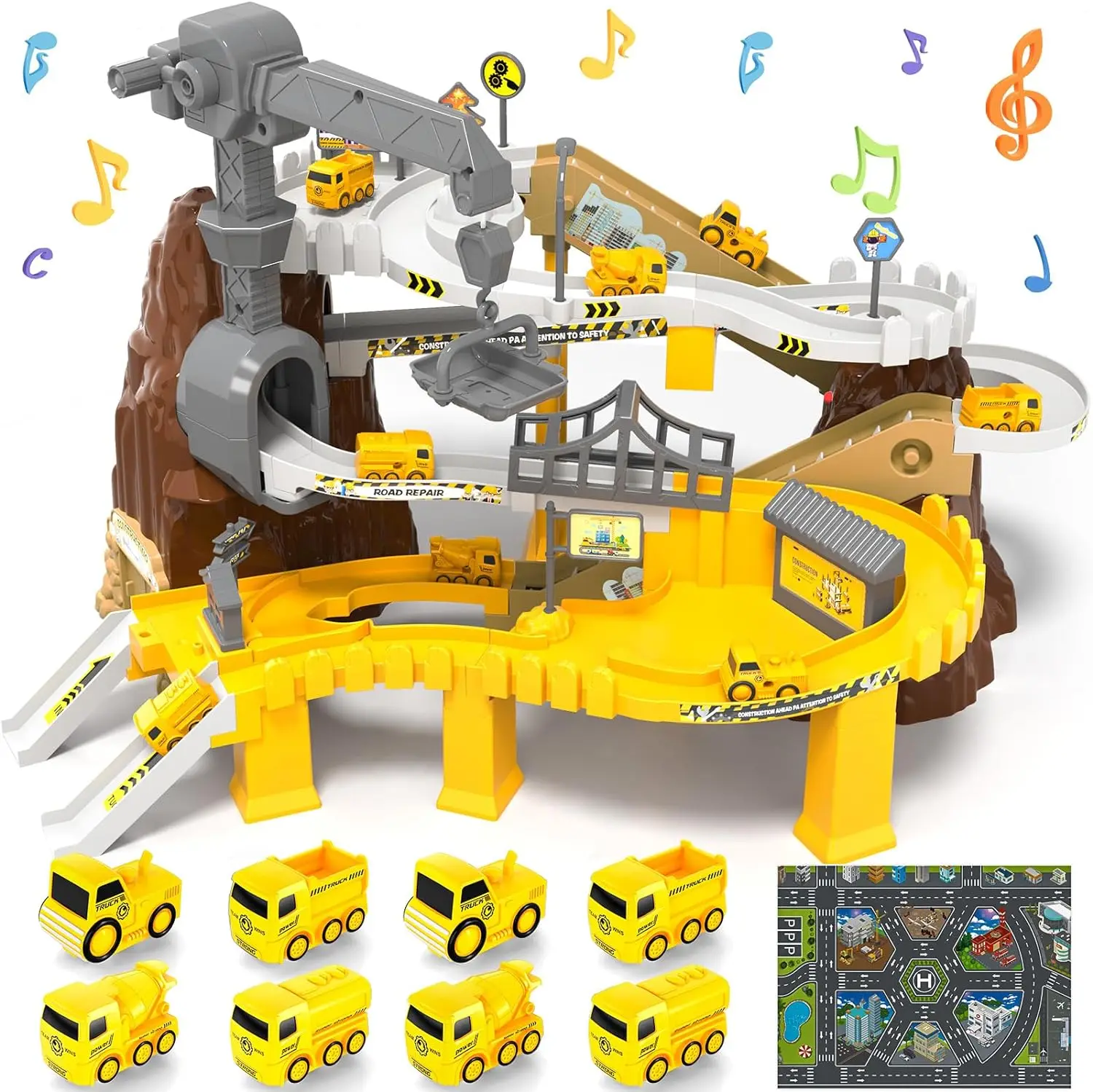 Race Track Car - Garage Parking Adventure Toy - Preschool Car Games Toys,Climbing Hills Rail Car Gifts 3 4 5 6 7 8 9 Years Old