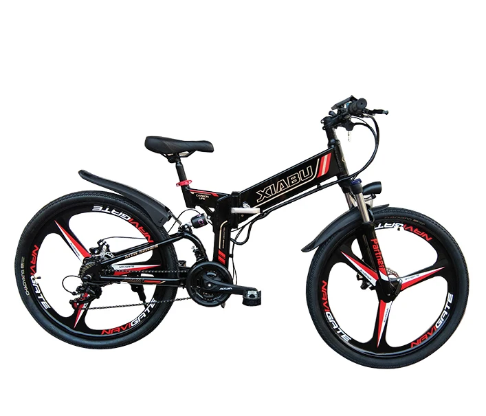 48V 10AH Folding Electric Mountain Bike Integrated Wheel 400W Max Motor