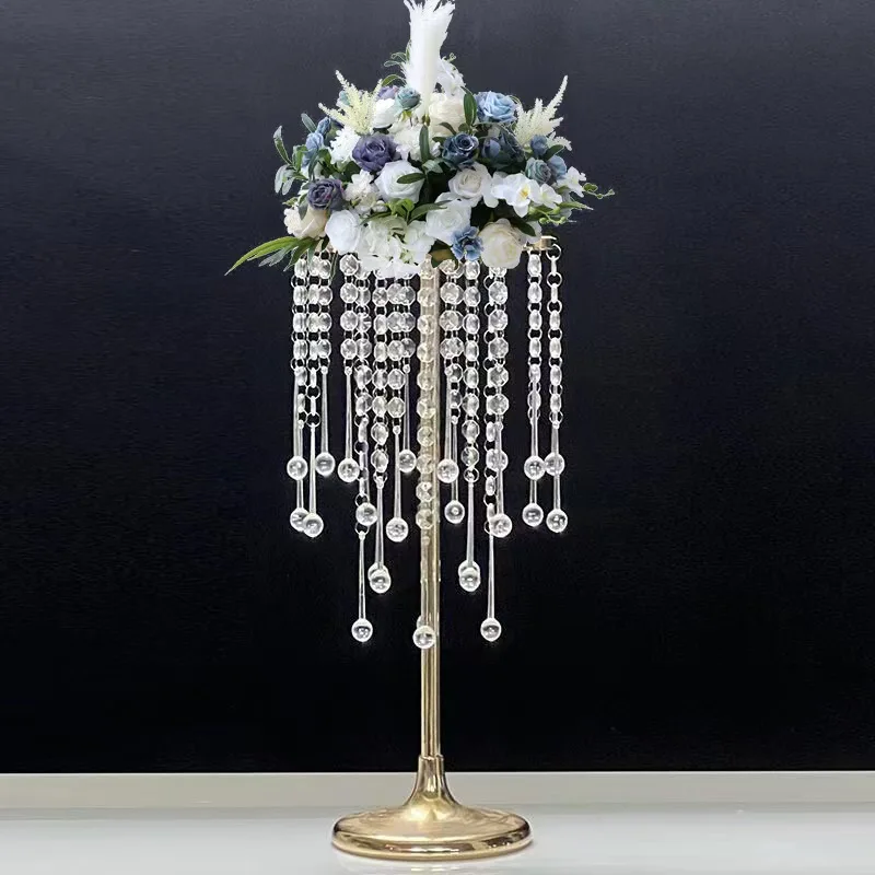 Customized Acrylic Gold Metal Candelabra Centerpieces Flower Tablebackdrop Stand Road Lead Wedding Party Indoor Decoration Props