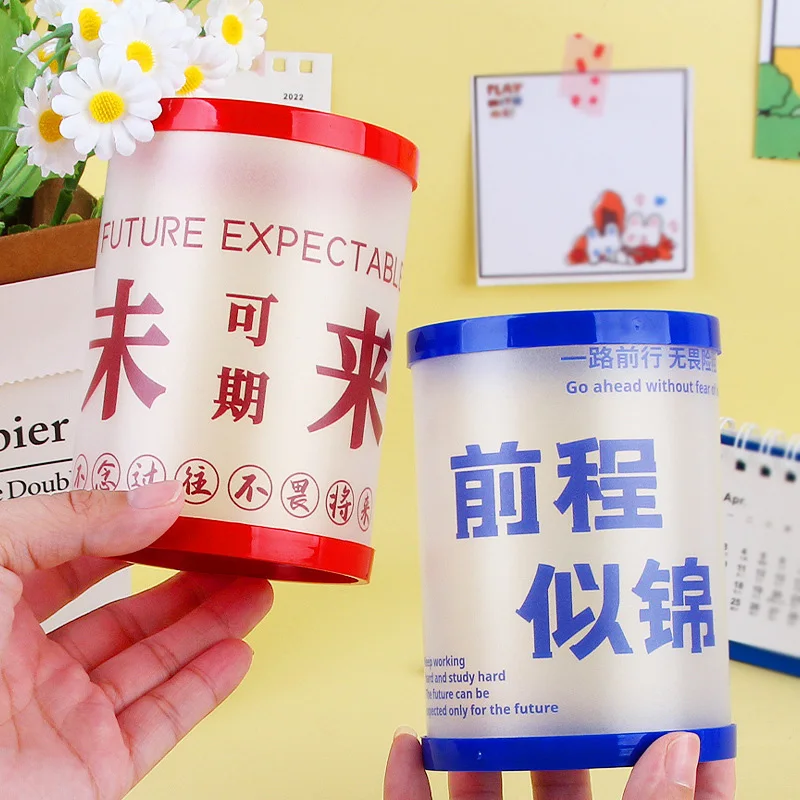 DIY Foldable Pen Holder Round Removable Plastic Pen Holder Desktop Storage Box for Office Stationery