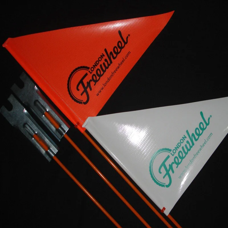 cheap custom printed polyester triangle bike bicycle safety flag for advertising