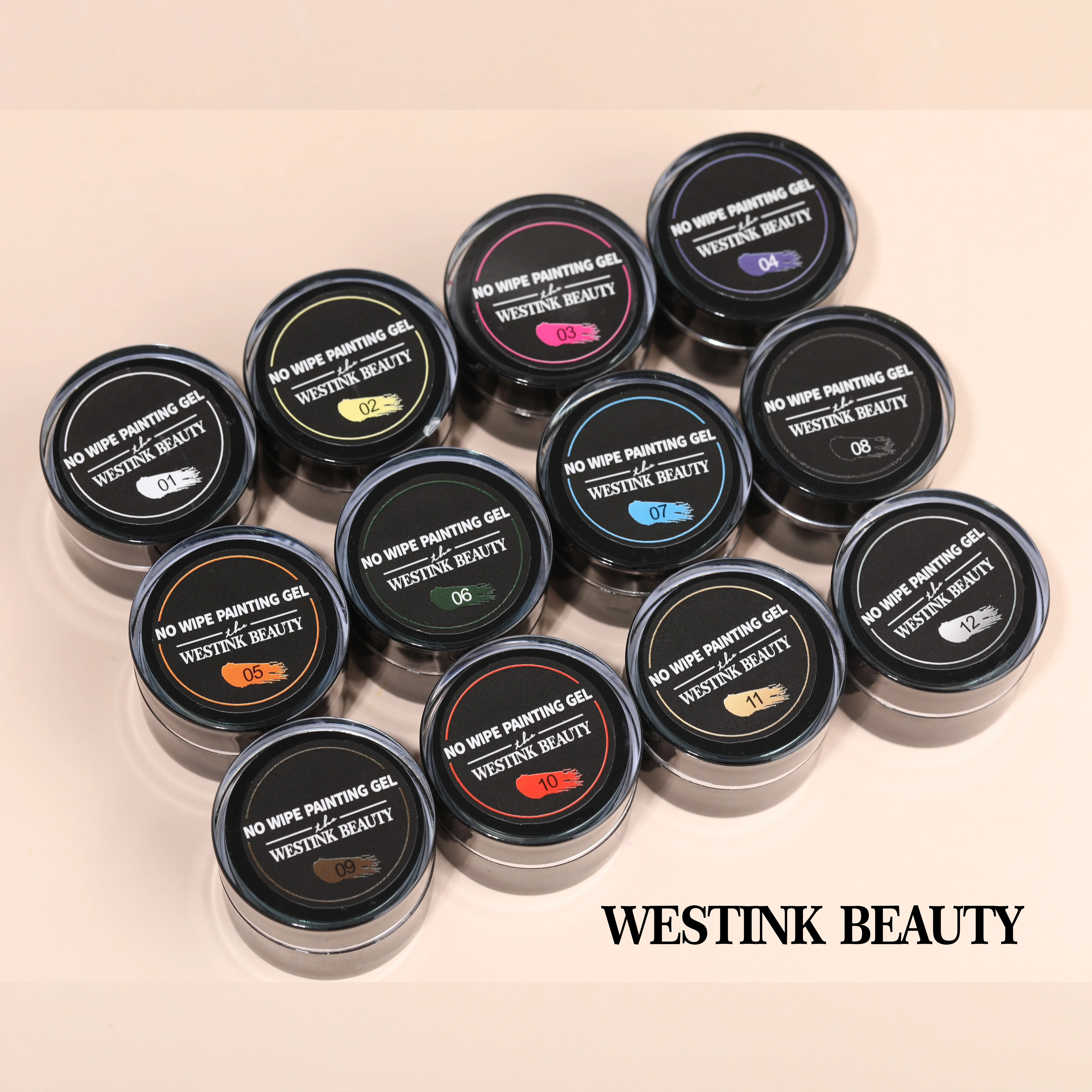 High Pigment Solid Nail Accessories Art Painting UV Gel Polish 12 Paint Colors Set Private Label Wholesale