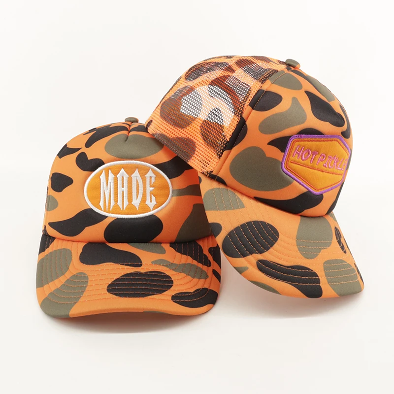 OEM 5 Panel Printed Logo Custom Foam Truck Mesh Cap 3d Puff Print Trucker Hat