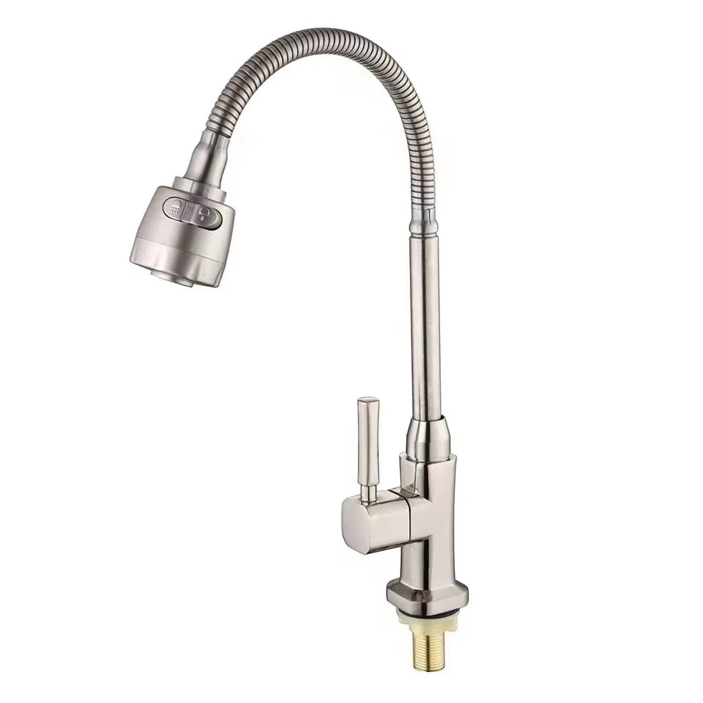Southeast Asia Popular Zinc Adjustable Brushed Sink Faucet Deck Mounted Single Lever Kitchen Tap