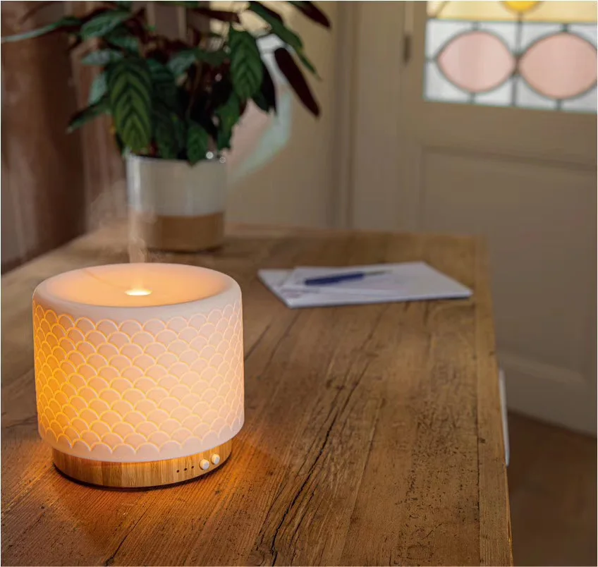 Оптовая продажа, керамическая стеклянная бамбуковая ультразвуковая ароматерапевтическая машина SOICARE, диффузор эфирного масла