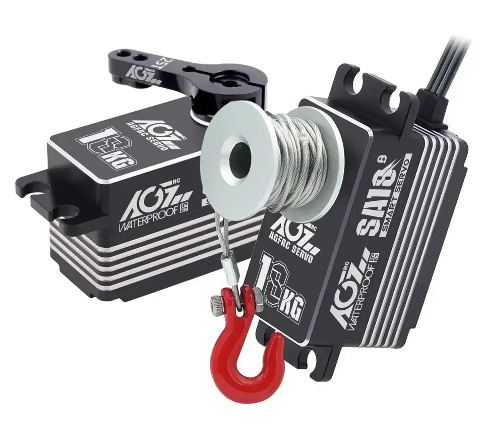 AGFRC SA18 IP67 WP 18KG HV Low Profile Programmable CLS 360 Degree Servo Motor Winch Smart Servo Ideal For RC Cars