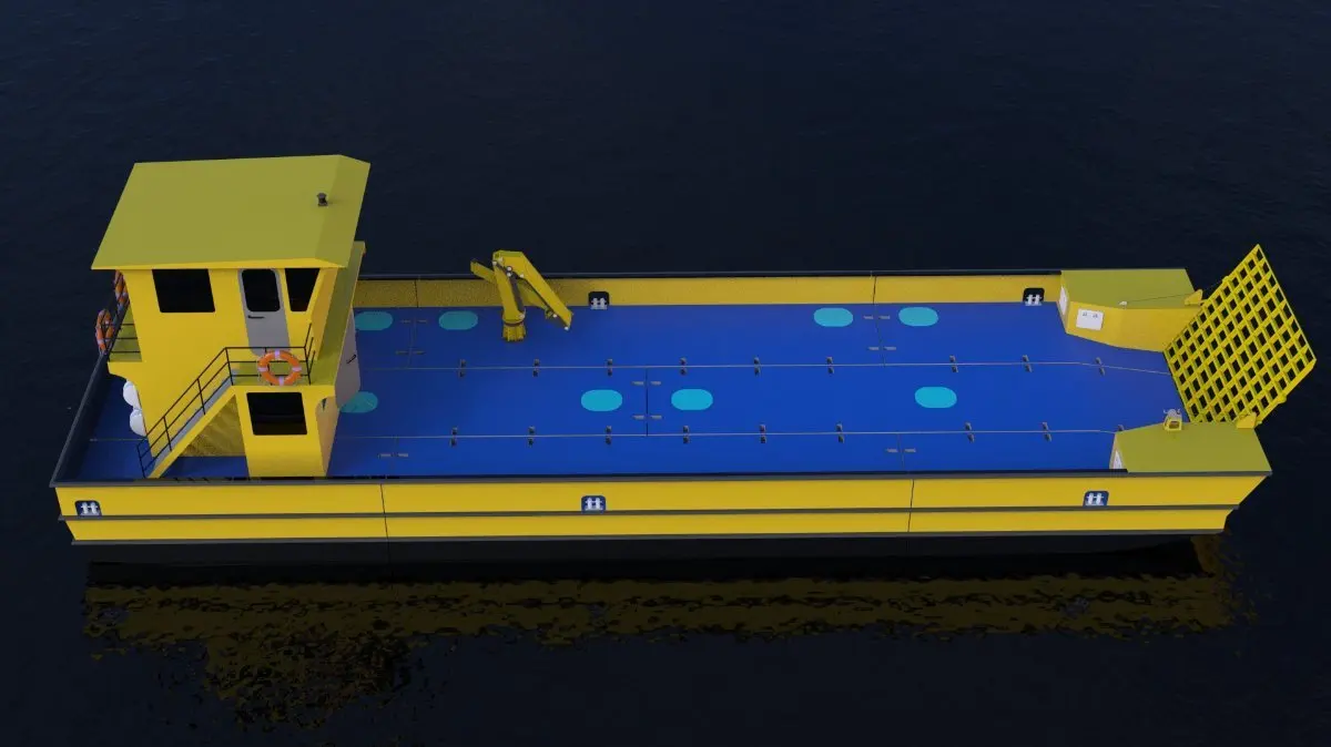 Sea King 24m X 6.6m 15-20 Ton Double Decker Landing Craft Work Boat with Crane Whole Sale