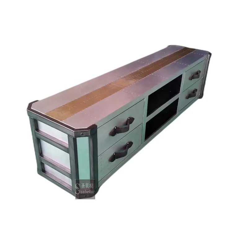 aviation furniture TV Stand cabinet Metal Aluminium Industrial living room Television Sideboard Aircraft Media Storage Cabinet
