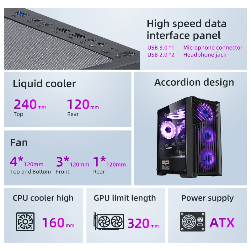 Снеговик новый двойной закаленное стекло панель ATX игровой компьютерный корпус RGB Настольный ПК шкаф с кубиком стеклянный