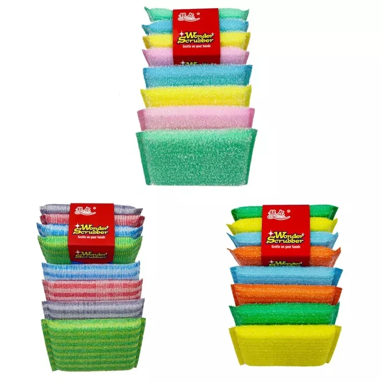 China Wholesale Custom Design Kitchen 4 Pcs Different Colours Rectangle Washing Dishes Sponge For Cleaning