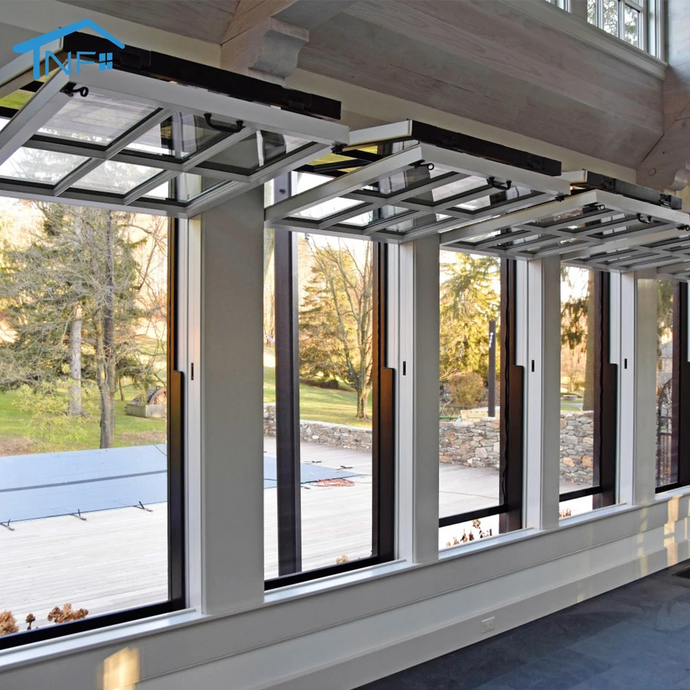 NF Aluminum Storefront Electric Vertical Sliding Bi-folding Up Windows And Doors