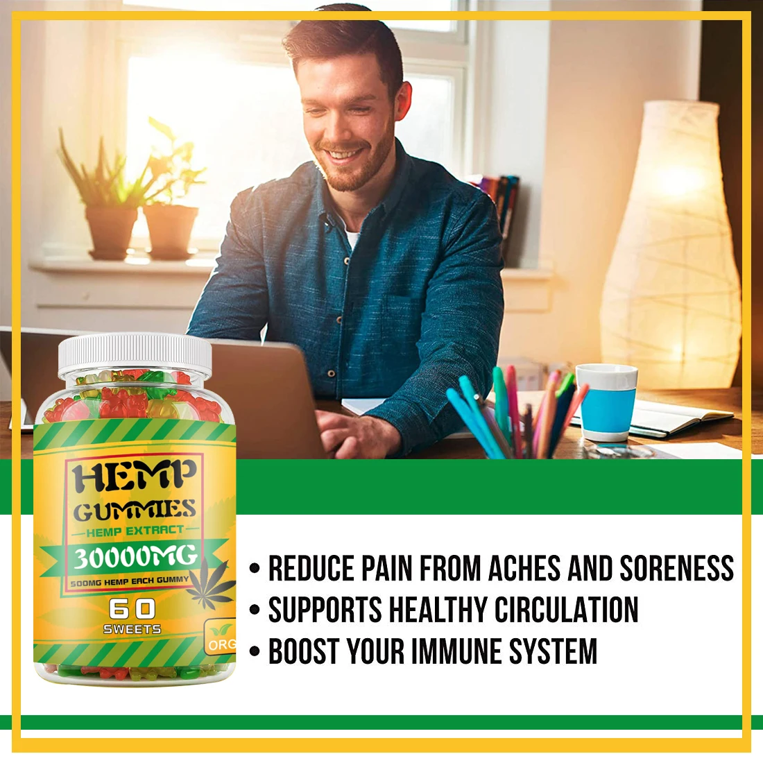 OEM/ODM Hemp gemmies Soothe Body High Potency Hemp Oil Vitamins Natural Fruit Flavored Gummy Omega 3 6 9