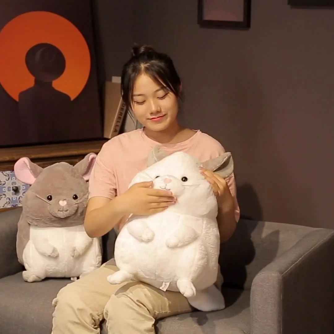 Manufacturers custom realistic animal pillow toys new sitting chinchilla mouse plush doll wholesale
