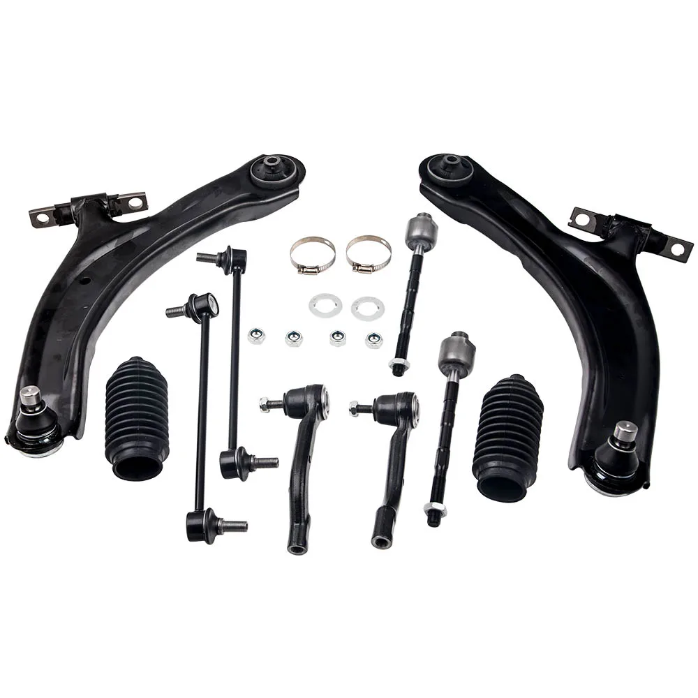 Suspension 10 Pcs Front Lower Control Arm Assembly Tie Rod Sway Link for Nissan Rogue 2008-2013