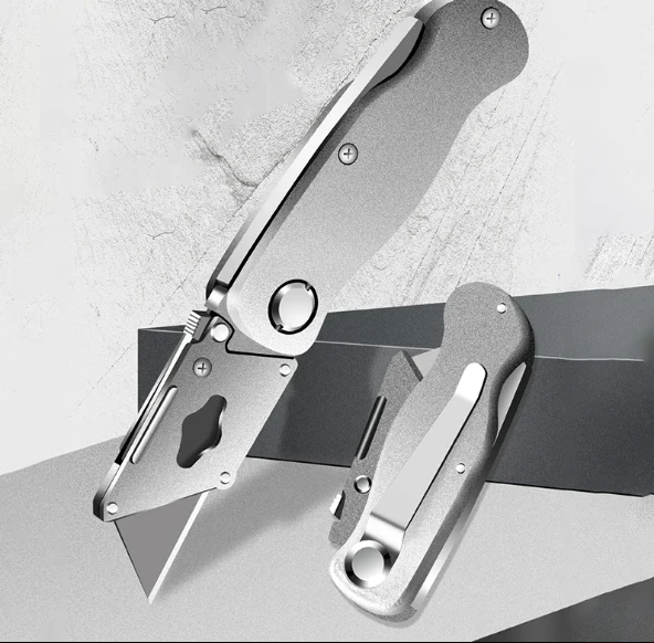 Utility Knife Electrician Retractable Sharp Cut Heavy-duty Folding Knife Aluminum Plastic Handle Blade With Lock Portable Set