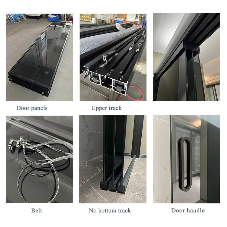 HDSAFE left and right open frameless glass door track hardware partition sliding door kitchen living room interior door sliding